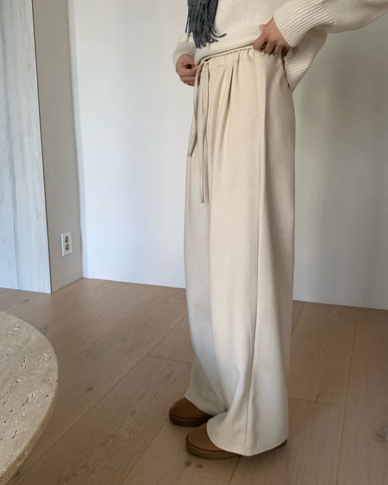 Something Else - Korean Women Fashion - #womensfashion - Herringbone Brushed Banding Pants - 12