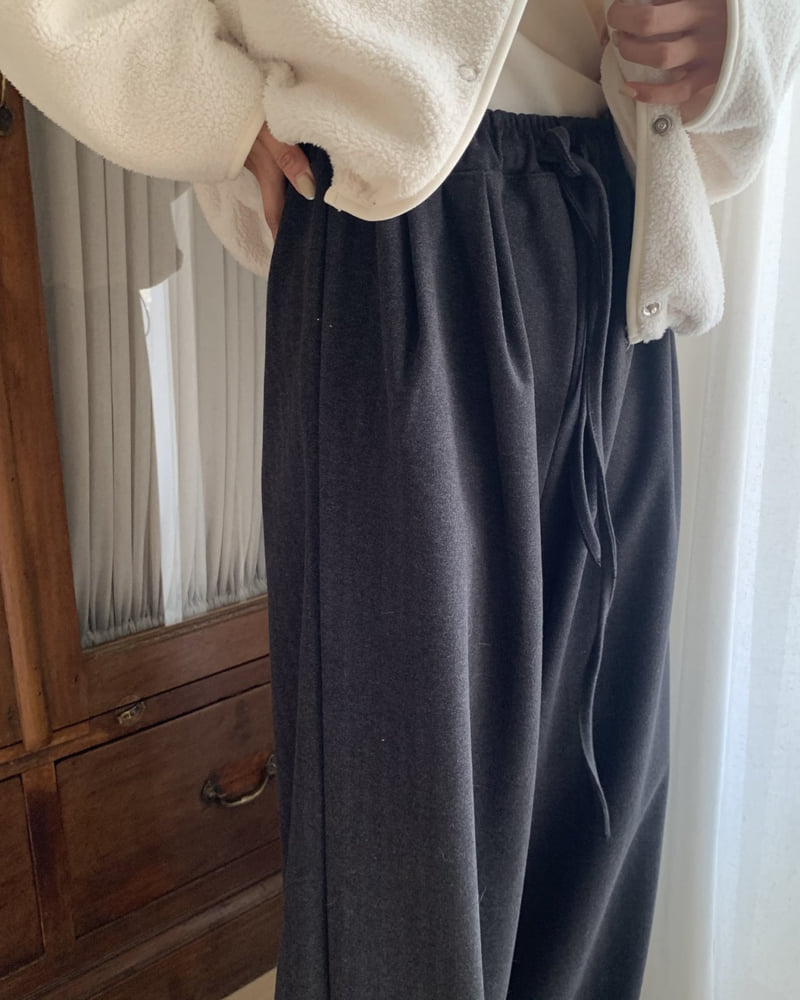 Something Else - Korean Women Fashion - #womensfashion - Herringbone Brushed Banding Pants - 2