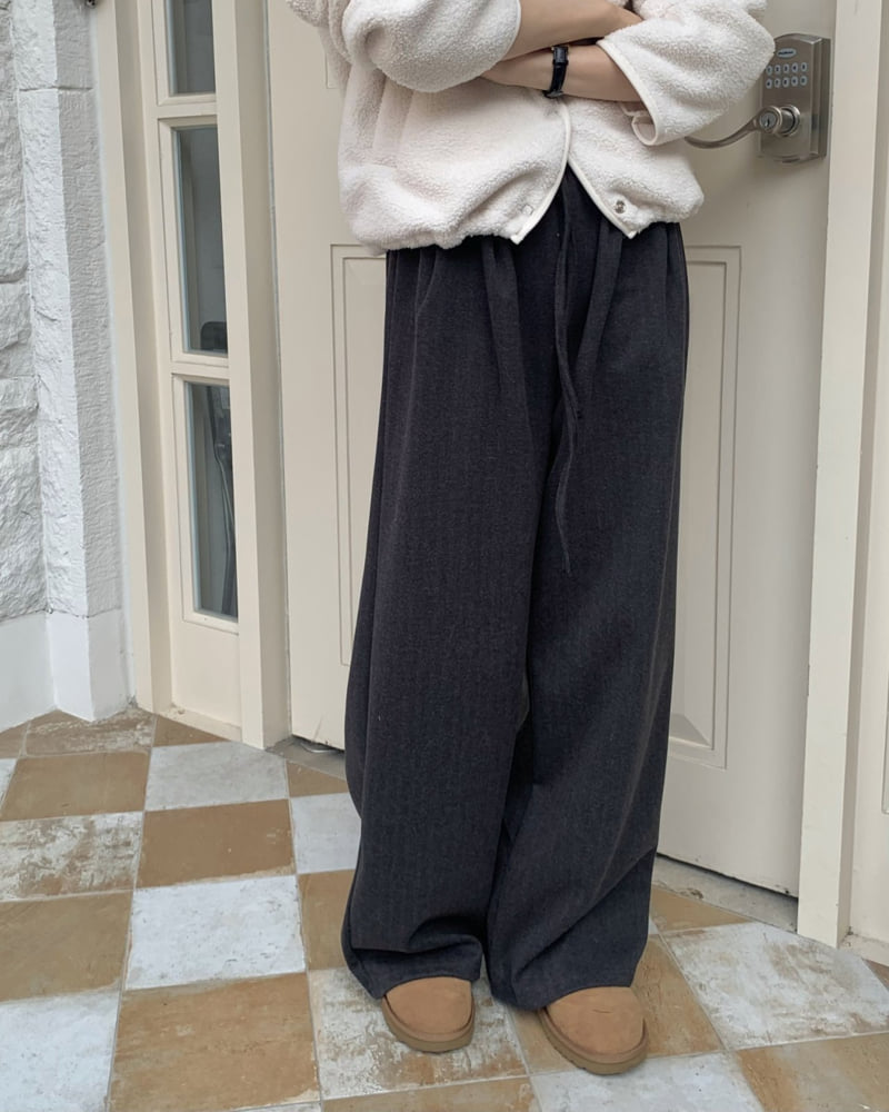 Something Else - Korean Women Fashion - #momslook - Herringbone Brushed Banding Pants - 4