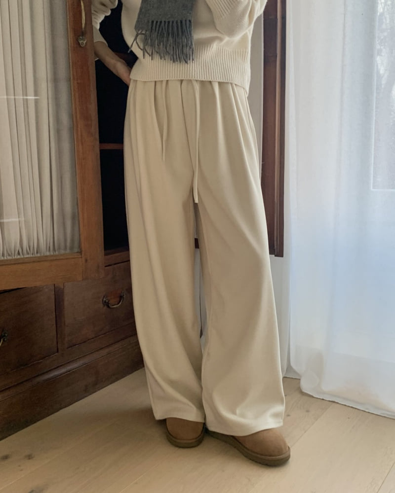 Something Else - Korean Women Fashion - #womensfashion - Herringbone Brushed Banding Pants - 8