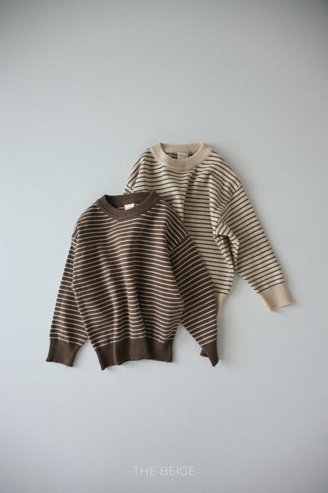 The Beige - Korean Baby Fashion - #babyfashion - Round Stripe Knit