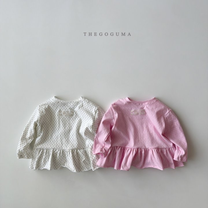 Thegoguma - Korean Children Fashion - #Kfashion4kids - Lace Dot Frill Tee
