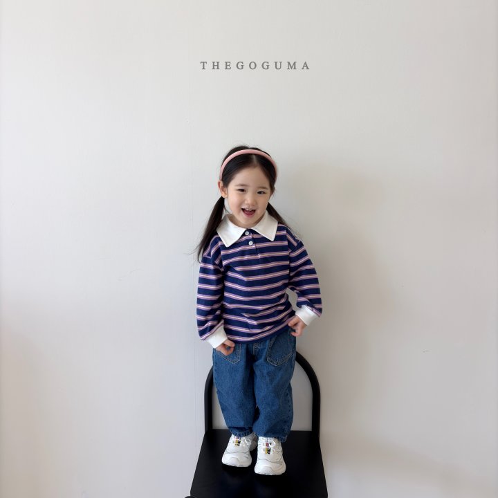 Thegoguma - Korean Children Fashion - #kidzfashiontrend - Stripe Collar Tee - 11