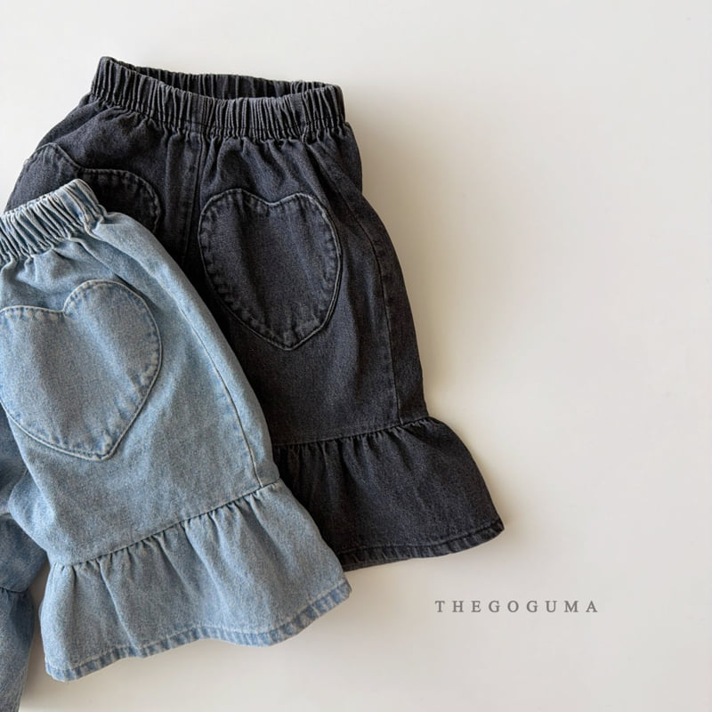 Thegoguma - Korean Children Fashion - #littlefashionista - Heart Frill Denim Pants - 12