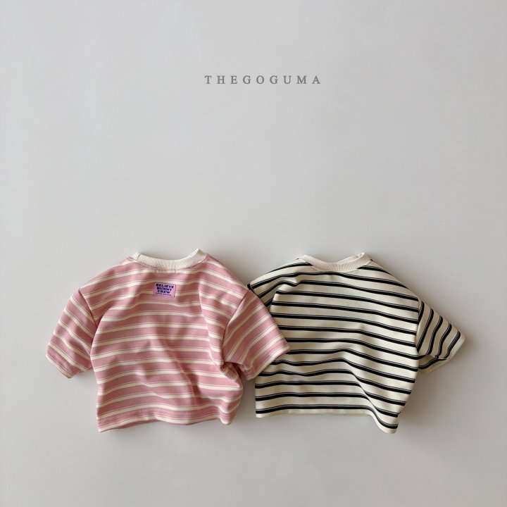Thegoguma - Korean Children Fashion - #littlefashionista - Label Stripe Tee