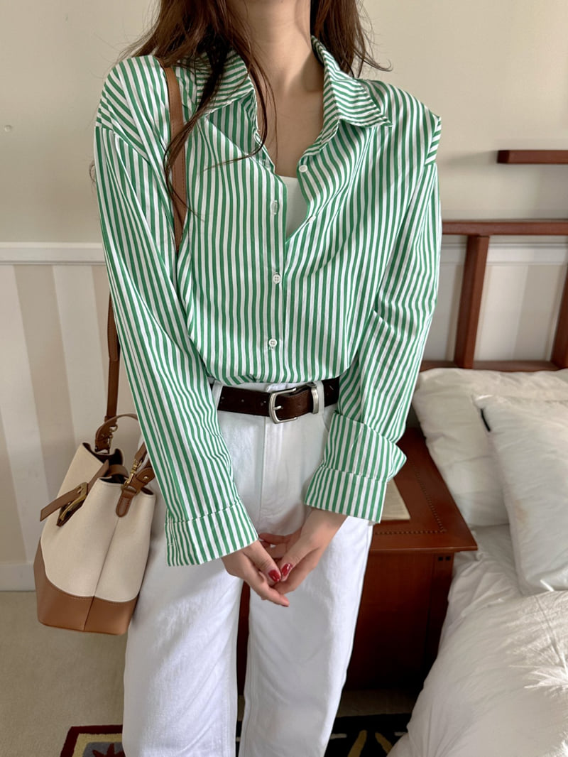 There By - Korean Women Fashion - #momslook - Stripe Shirt - 5