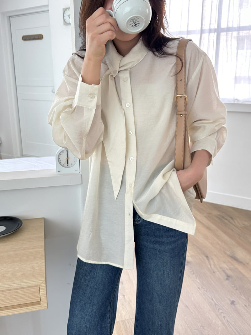 There By - Korean Women Fashion - #momslook - Tie Blouse