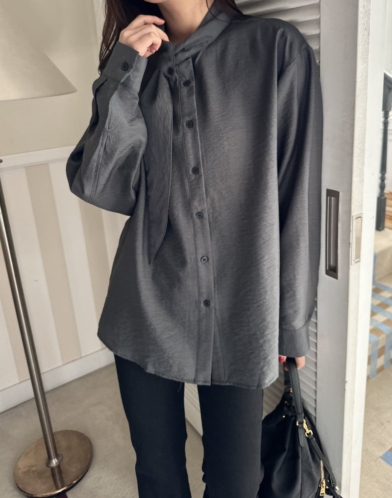 There By - Korean Women Fashion - #restrostyle - Tie Blouse - 8