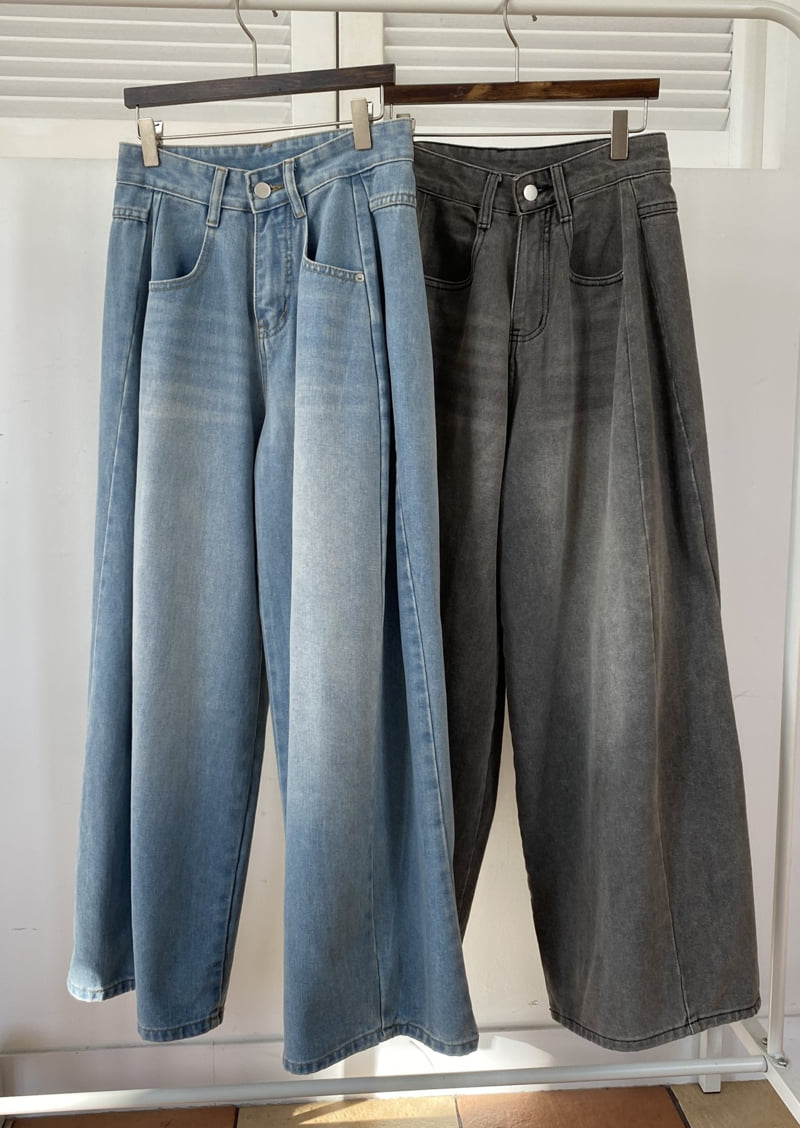 There By - Korean Women Fashion - #romanticstyle - Seam Wide Denim Pants - 12