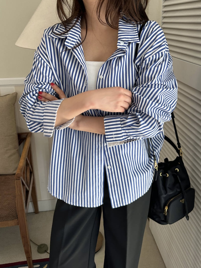 There By - Korean Women Fashion - #vintageinspired - Stripe Shirt - 7
