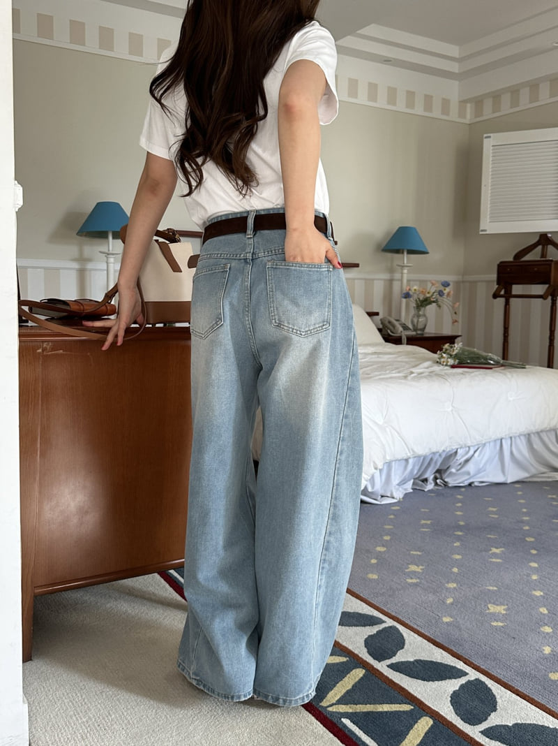 There By - Korean Women Fashion - #vintagekidsstyle - Seam Wide Denim Pants - 9