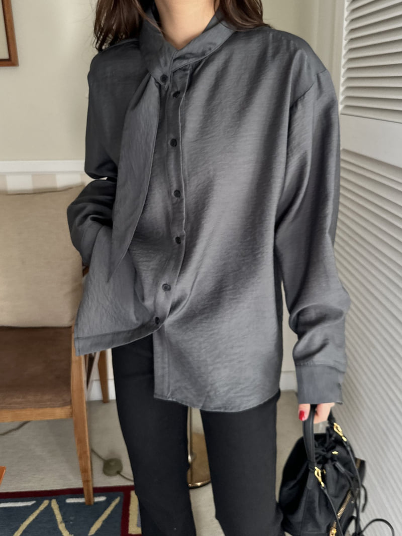 There By - Korean Women Fashion - #vintagekidsstyle - Tie Blouse - 6