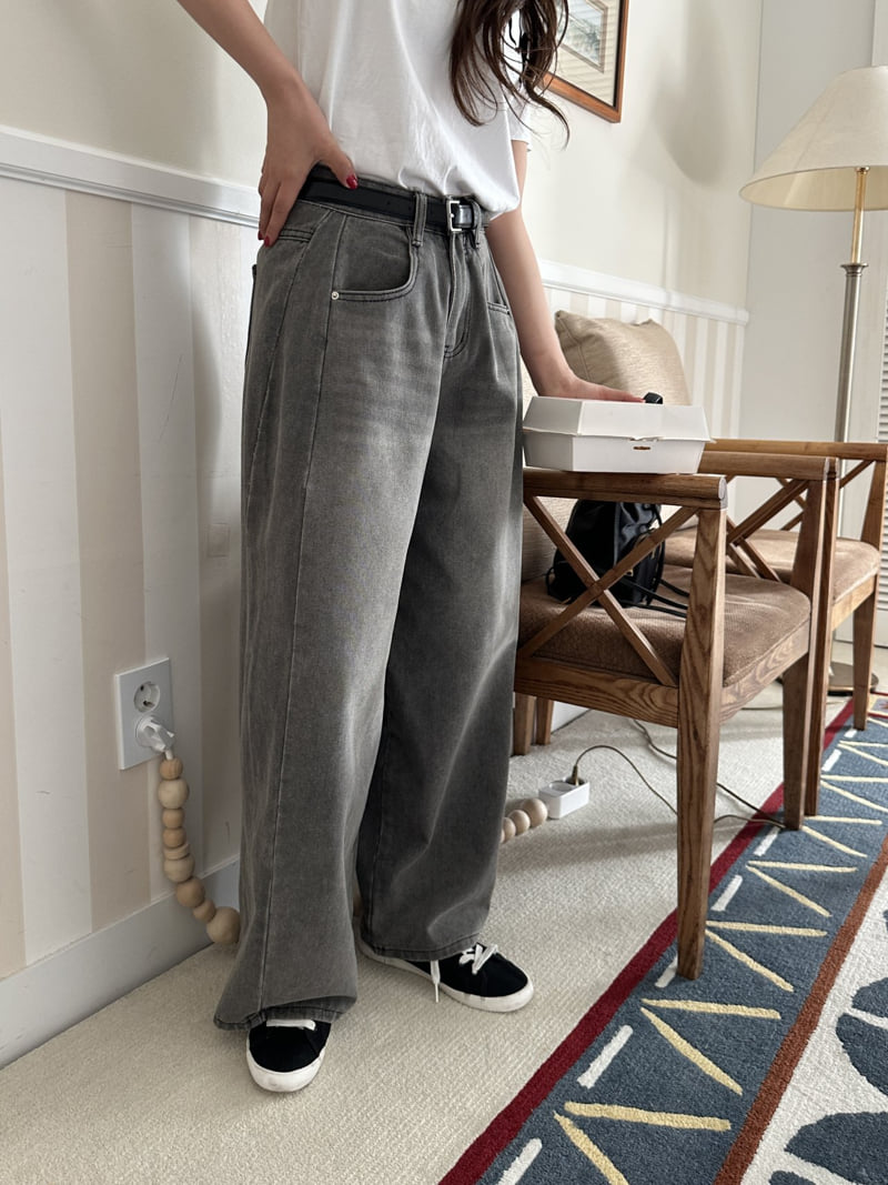 There By - Korean Women Fashion - #womensfashion - Seam Wide Denim Pants - 3