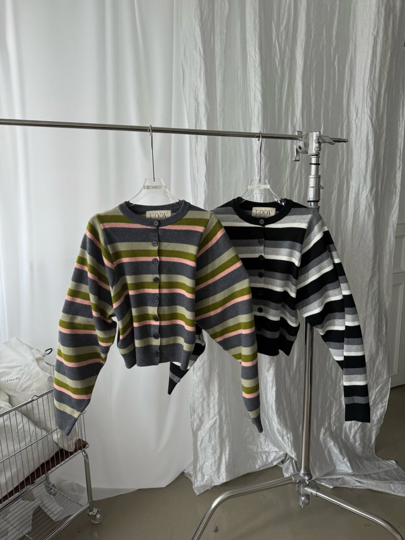 Uoov - Korean Women Fashion - #momslook - Striped Cardigan