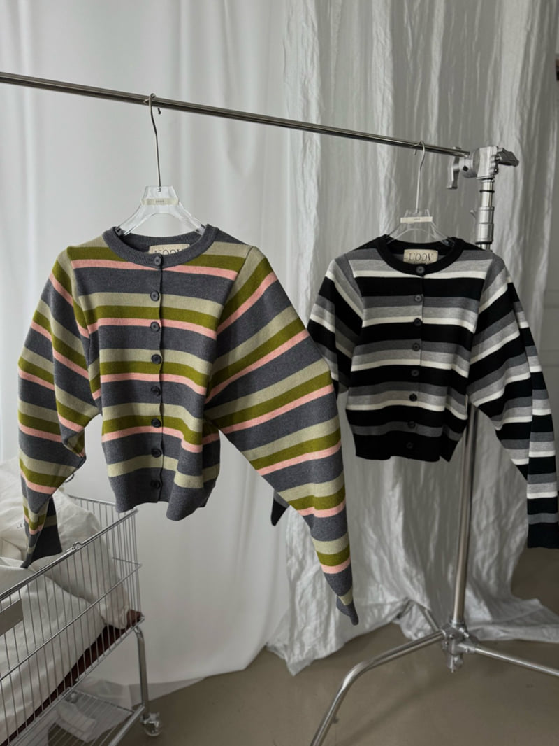 Uoov - Korean Women Fashion - #momslook - Striped Cardigan - 3