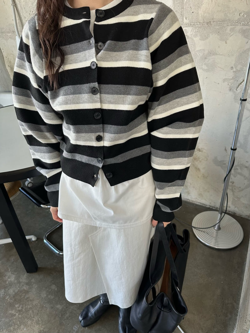 Uoov - Korean Women Fashion - #momslook - Striped Cardigan - 5