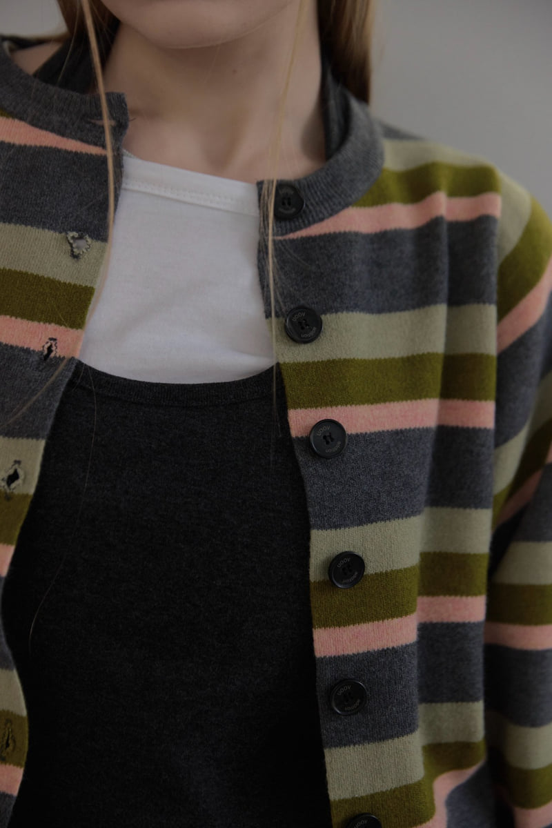 Uoov - Korean Women Fashion - #womensfashion - Striped Cardigan - 12
