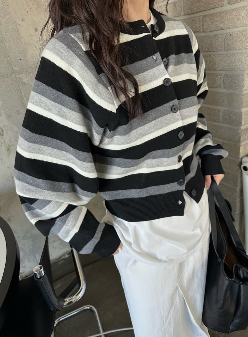 Uoov - Korean Women Fashion - #momslook - Striped Cardigan - 4