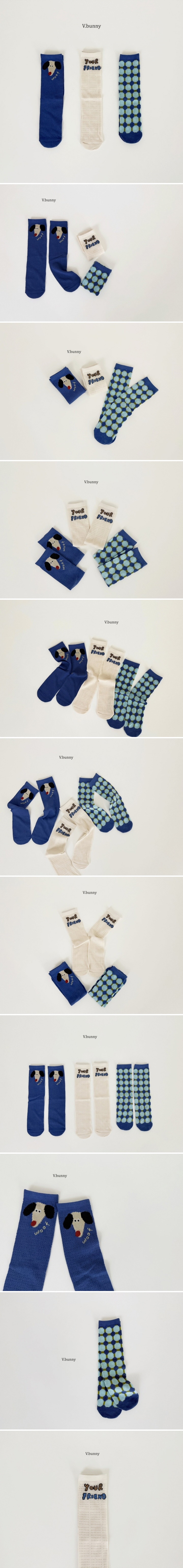V Bunny - Korean Children Fashion - #Kfashion4kids - Woof Socks (set of 3)