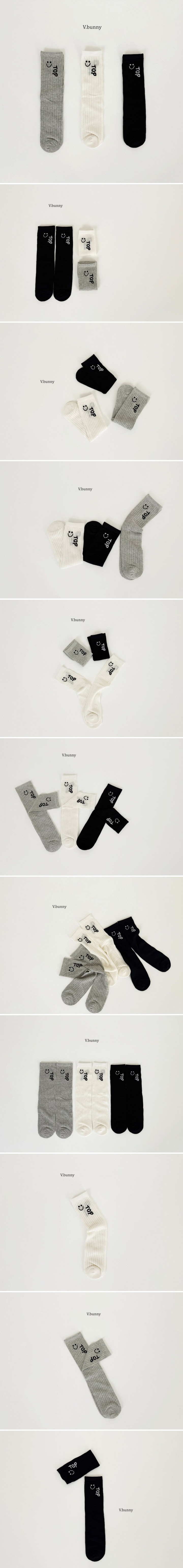 V Bunny - Korean Children Fashion - #childrensboutique - Top Top Socks (set of 3)