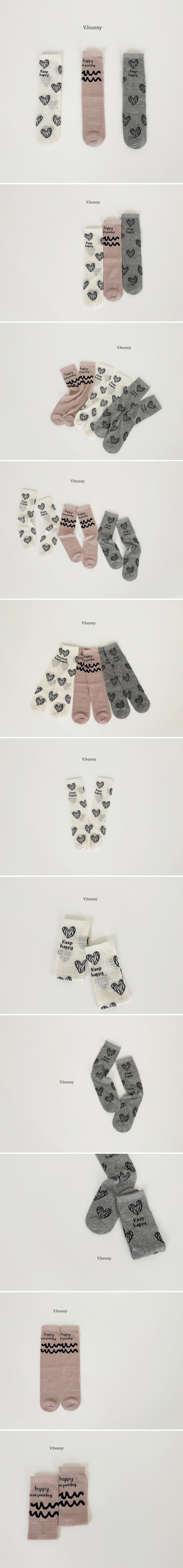 V Bunny - Korean Children Fashion - #designkidswear - Happy Drawing Socks (set of 3)
