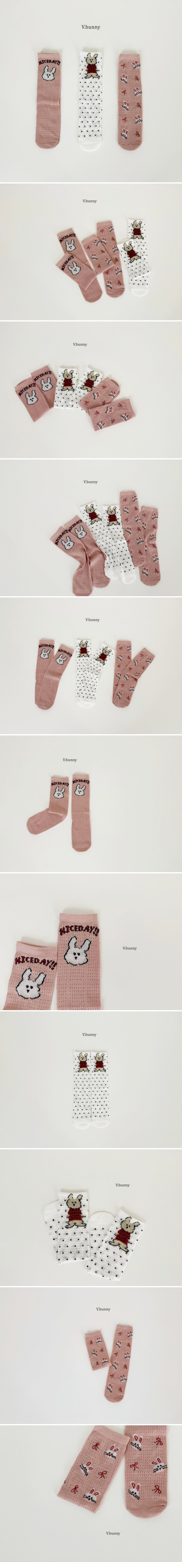 V Bunny - Korean Children Fashion - #discoveringself - Kong Kong Bunny Socks (set of 3)