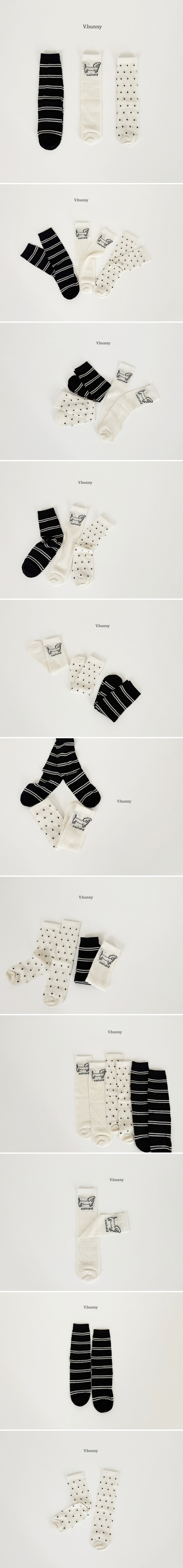 V Bunny - Korean Children Fashion - #discoveringself - Dangle Dachshund Socks (set of 3)