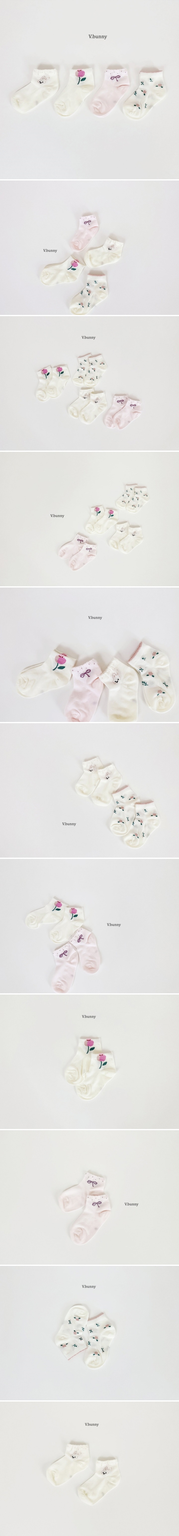 V Bunny - Korean Children Fashion - #kidsstore - Pinky Bunny Socks (set of 4)