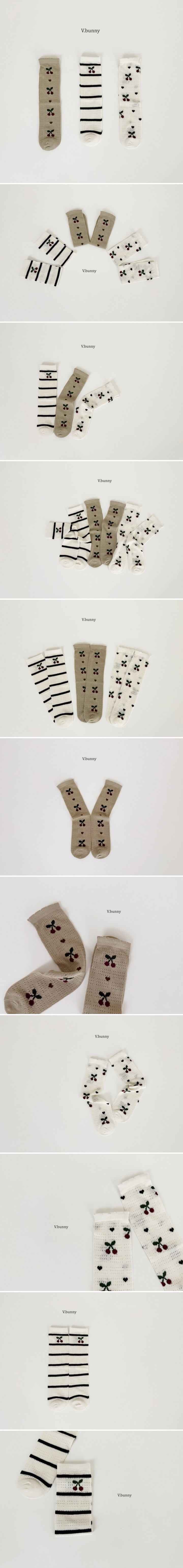 V Bunny - Korean Children Fashion - #kidsstore - Mono Cherry Socks (set of 3)