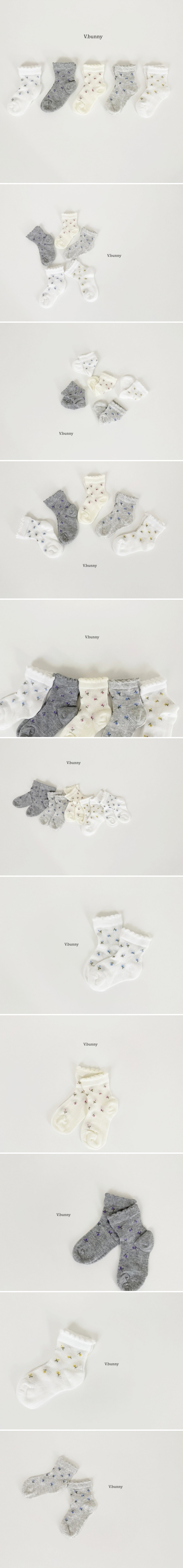 V Bunny - Korean Children Fashion - #magicofchildhood - Five Flower Socks (set of 5)