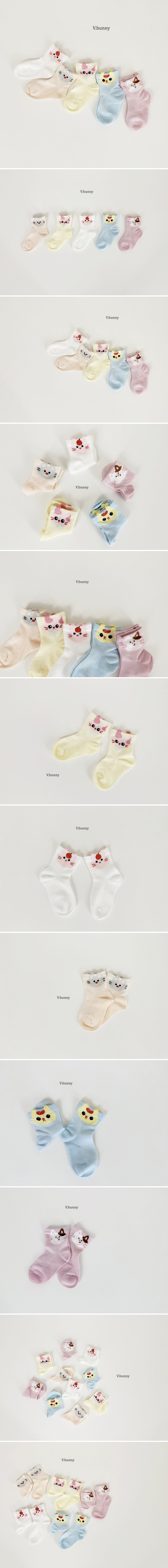 V Bunny - Korean Children Fashion - #minifashionista - Five Kitty Socks (set of 5)
