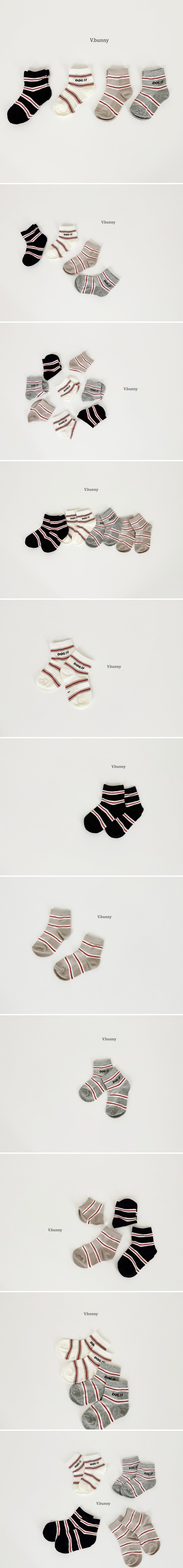 V Bunny - Korean Children Fashion - #minifashionista - Red Line Socks (set of 4)