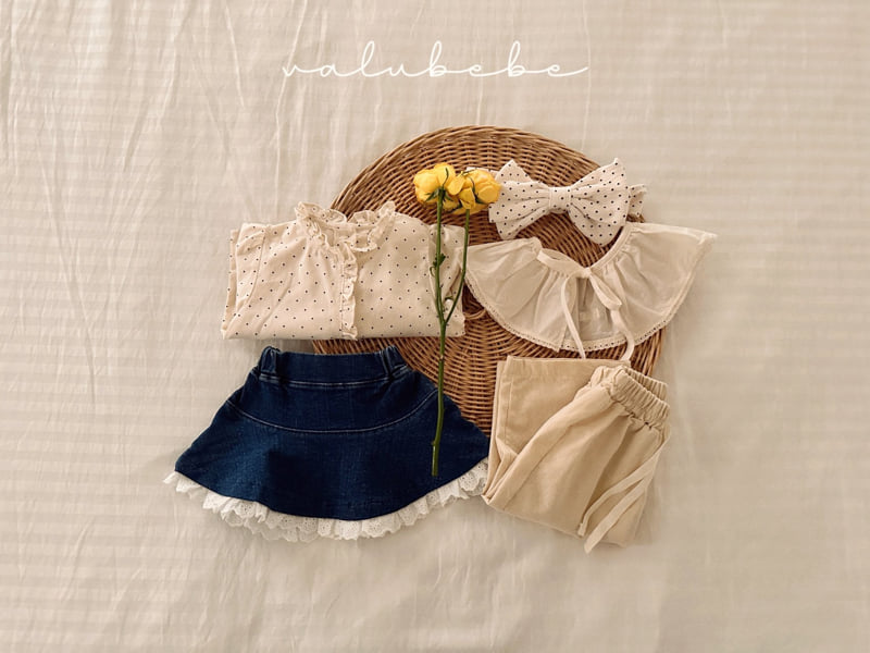 Valu Bebe - Korean Baby Fashion - #babyclothing - Lace Denim Flared Skirt - 9