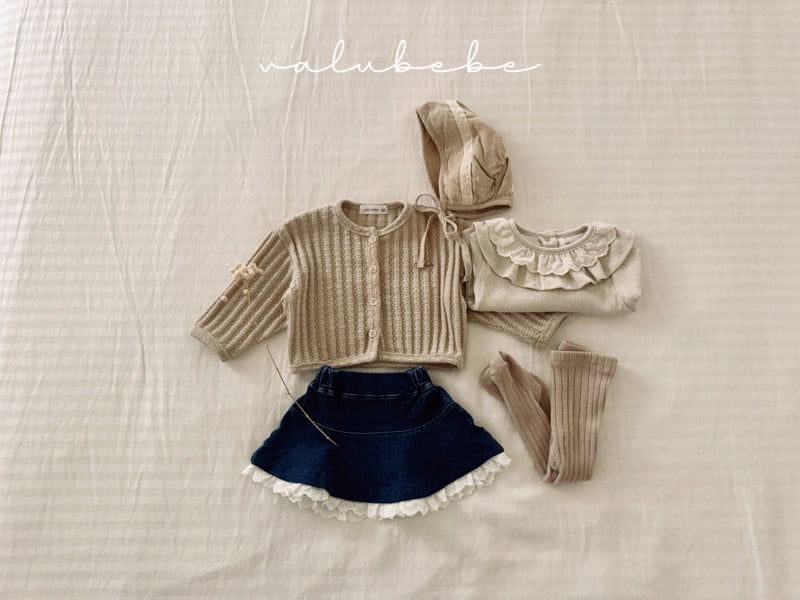 Valu Bebe - Korean Baby Fashion - #babyfashion - Lace Denim Flared Skirt - 10