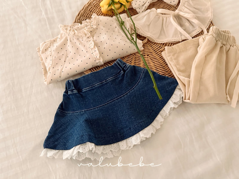 Valu Bebe - Korean Baby Fashion - #babygirlfashion - Lace Denim Flared Skirt - 12