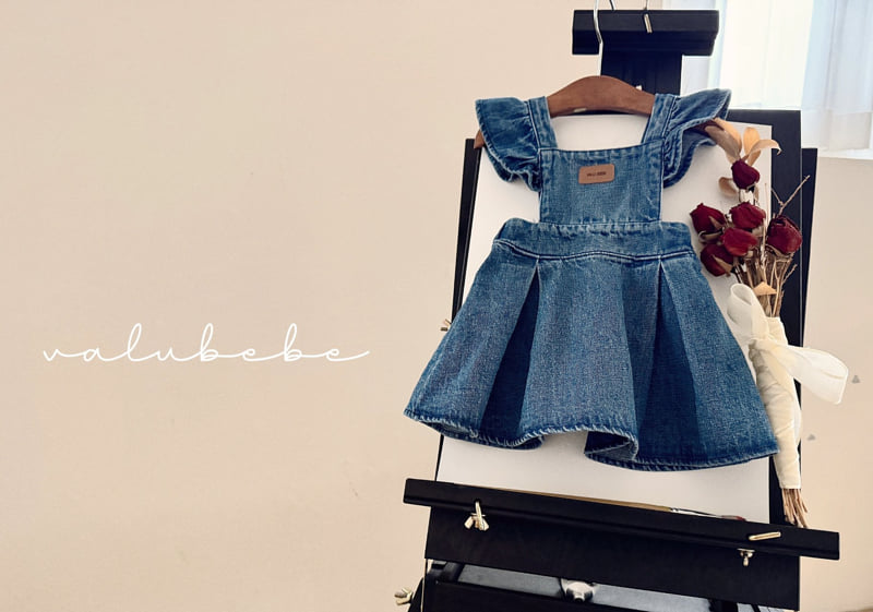 Valu Bebe - Korean Baby Fashion - #babyoutfit - Frill Wing Denim One-piece - 5