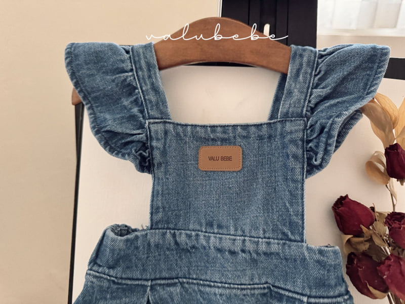 Valu Bebe - Korean Baby Fashion - #babyoutfit - Frill Wing Denim One-piece - 6