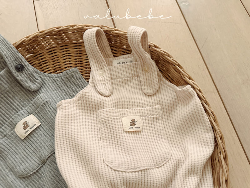 Valu Bebe - Korean Baby Fashion - #babyootd - Waffle Overalls Suit - 4