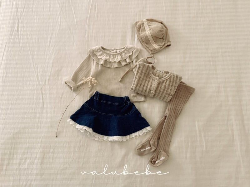 Valu Bebe - Korean Baby Fashion - #babywear - Lace Denim Flared Skirt - 3