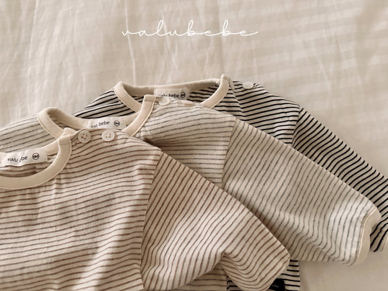 Valu Bebe - Korean Baby Fashion - #babywear - Stripe Button Tee - 10