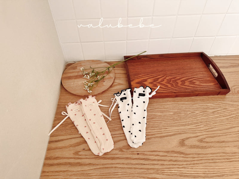 Valu Bebe - Korean Baby Fashion - #babywear - Blanc Heart Wave Socks - 5