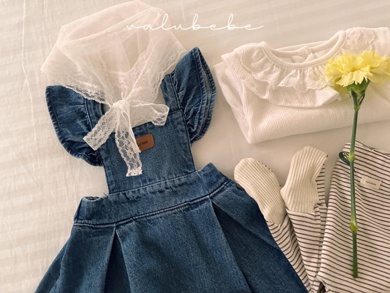 Valu Bebe - Korean Baby Fashion - #babywear - Frill Wing Denim One-piece - 7