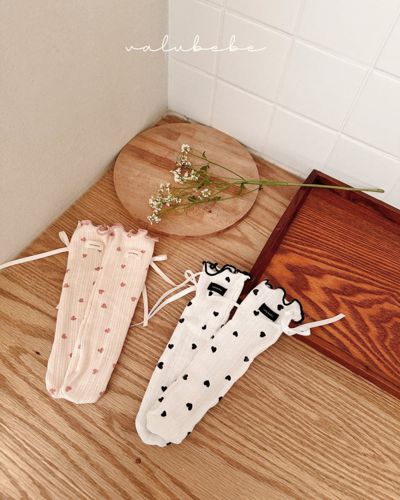 Valu Bebe - Korean Baby Fashion - #onlinebabyboutique - Blanc Heart Wave Socks - 6