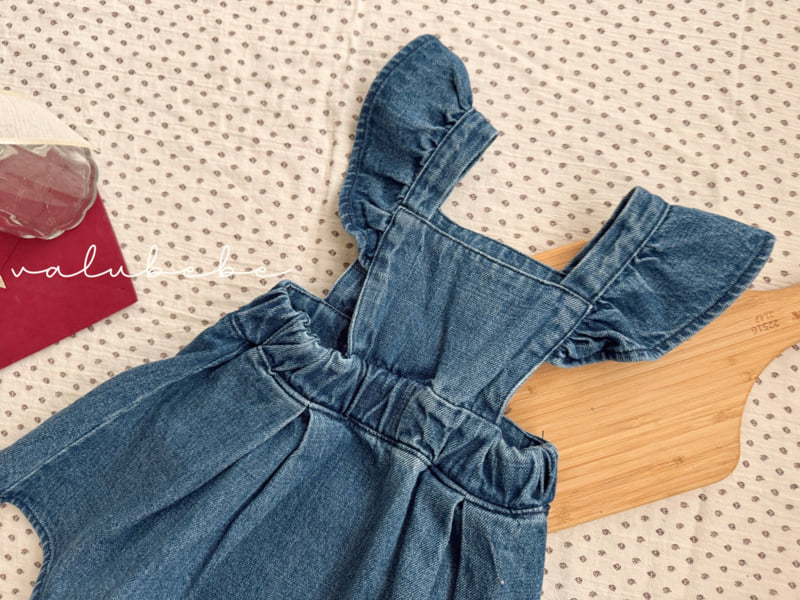 Valu Bebe - Korean Baby Fashion - #onlinebabyboutique - Frill Wing Denim One-piece - 8