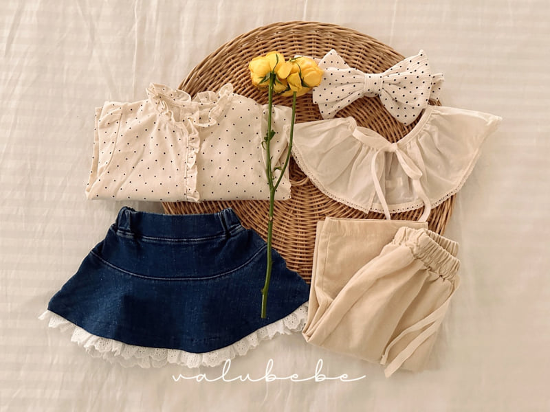 Valu Bebe - Korean Baby Fashion - #onlinebabyshop - Lace Denim Flared Skirt - 5