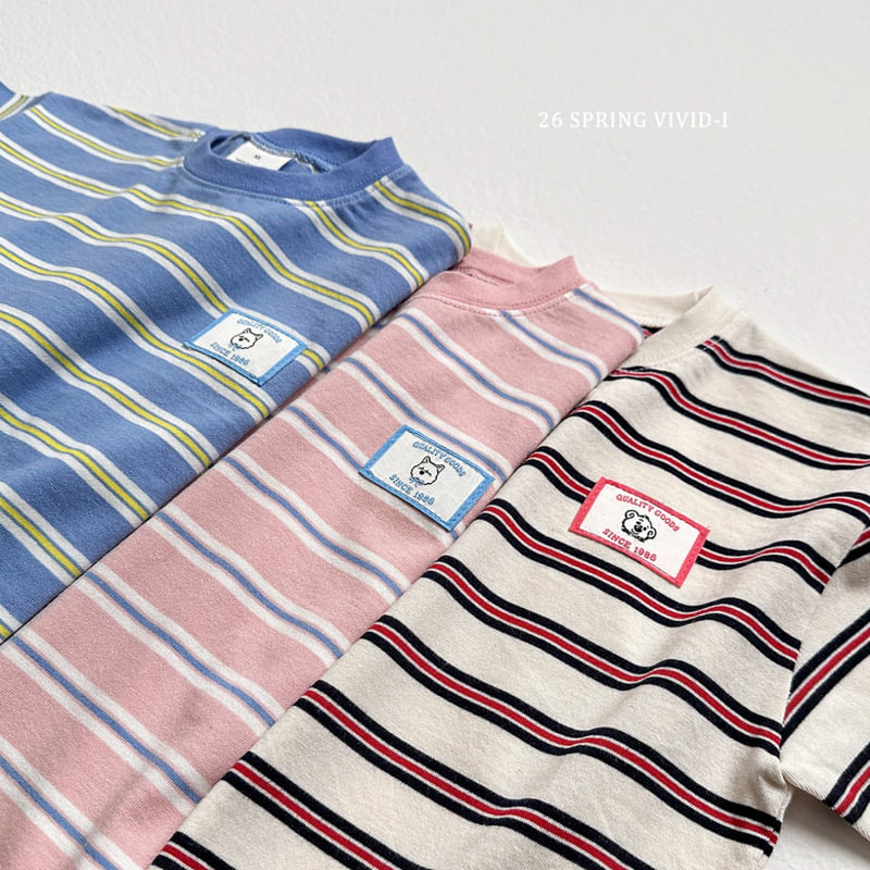 Vivid I - Korean Children Fashion - #Kfashion4kids - Animal Label Stripe Tee - 12