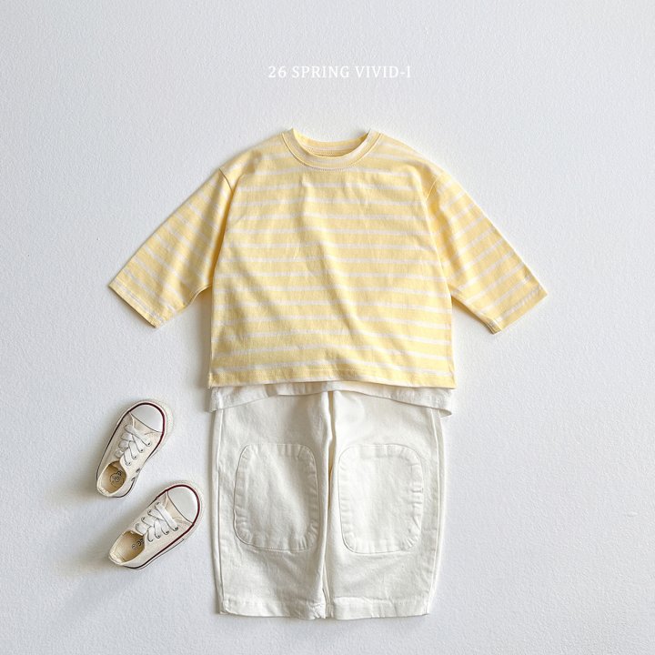 Vivid I - Korean Children Fashion - #Kfashion4kids - Label Stripe Single Tee - 3