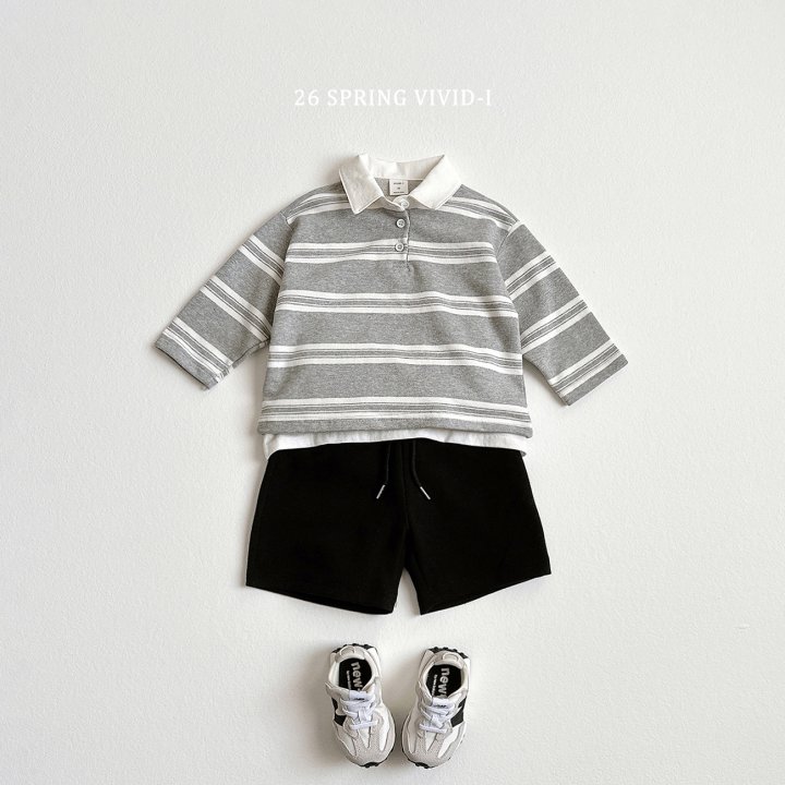 Vivid I - Korean Children Fashion - #Kfashion4kids - Multi Stripe Collared Tee - 10
