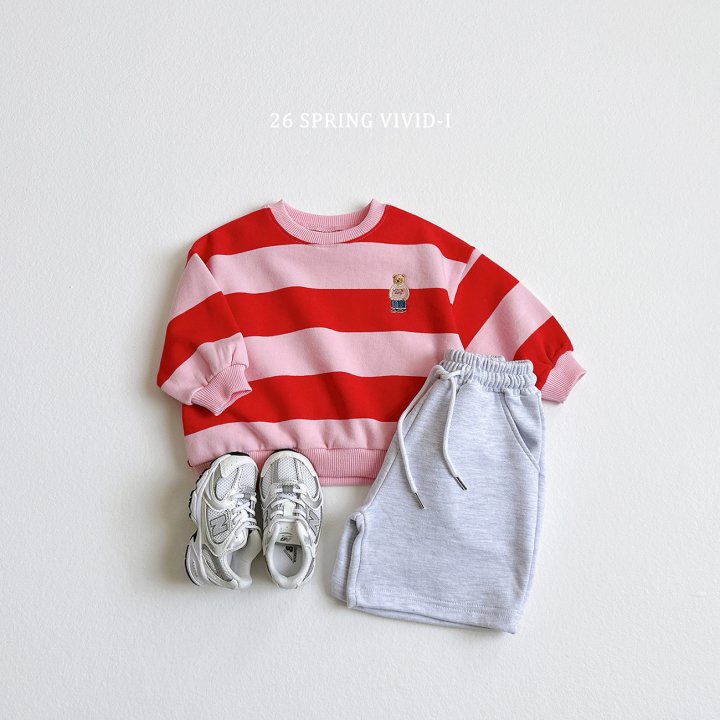 Vivid I - Korean Children Fashion - #Kfashion4kids - Big Stripe Embroidered Bear Sweatshirt - 7
