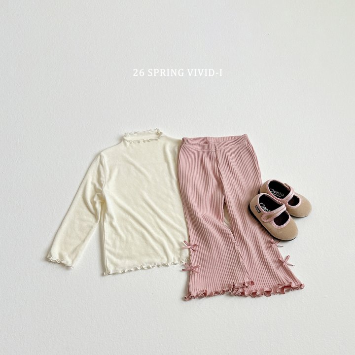 Vivid I - Korean Children Fashion - #Kfashion4kids - Ribbon Ribbed Bootcut Pants - 6